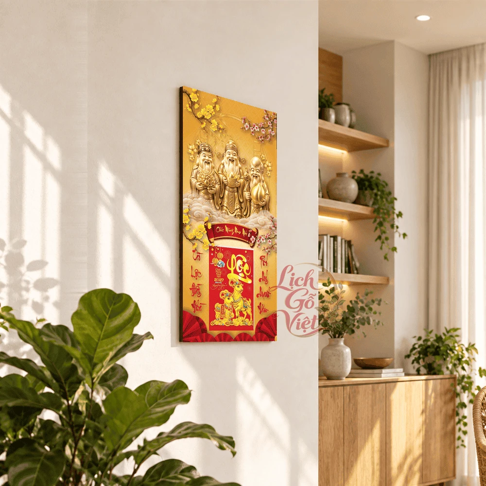 Lịch gỗ tráng gương 2027 30×60 cm Phúc Lộc Thọ LGV27T3-16 — ảnh 2