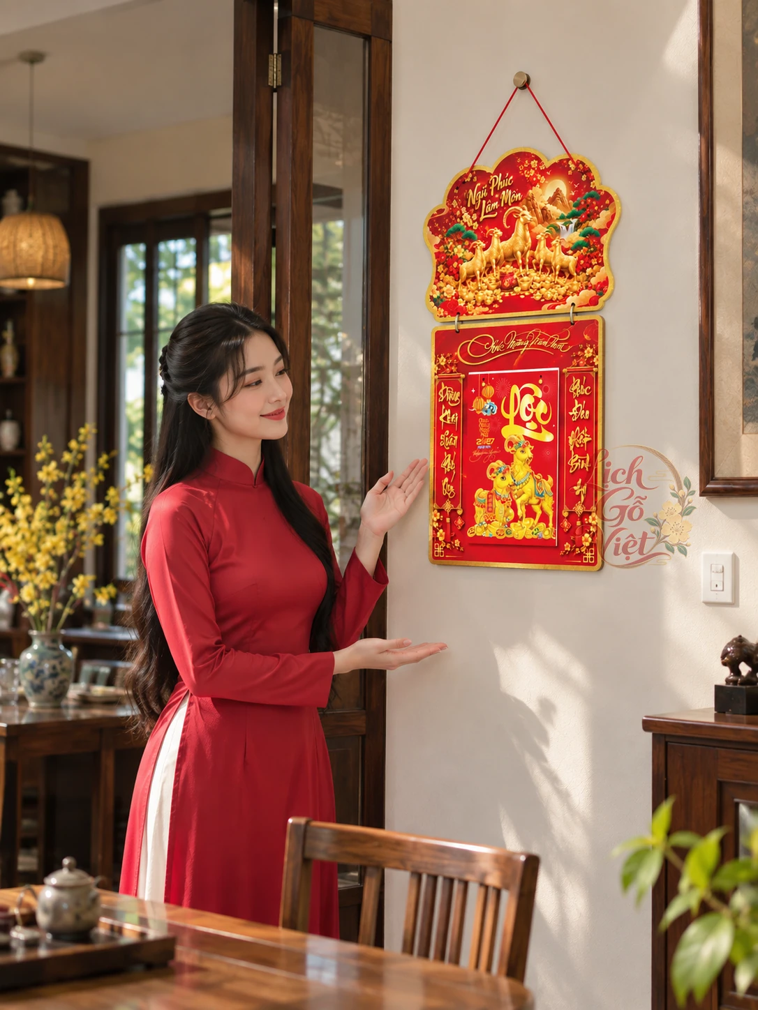 Lịch gỗ 2 thân 2027 Ngũ Phúc Lâm Môn LGV27T2-01 — ảnh 9